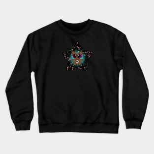 Cute Little Big Eyed Scarebear In A Star Crewneck Sweatshirt